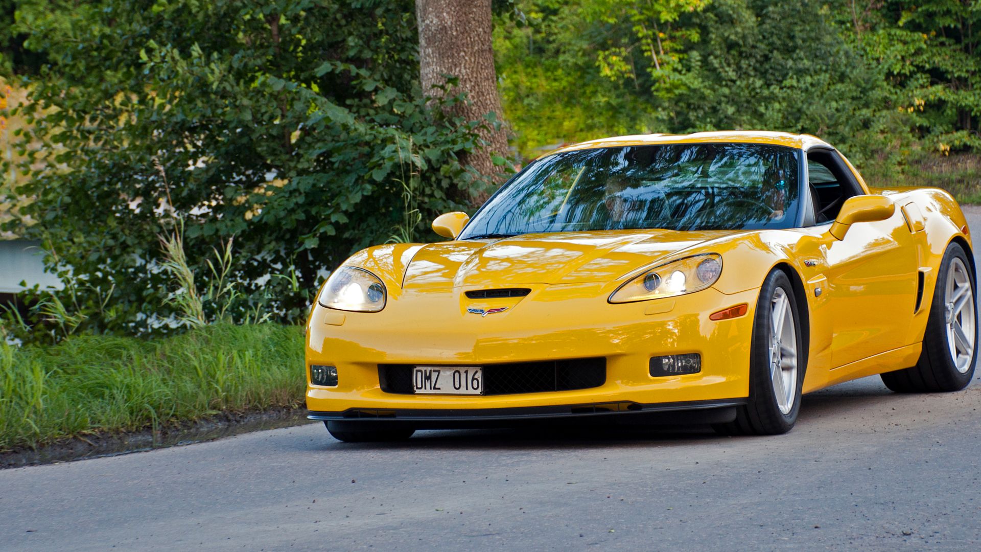 A Classic Chevrolet Corvette Z06 from 2006  at a Car meeting in Ulva Kvarn Uppsala