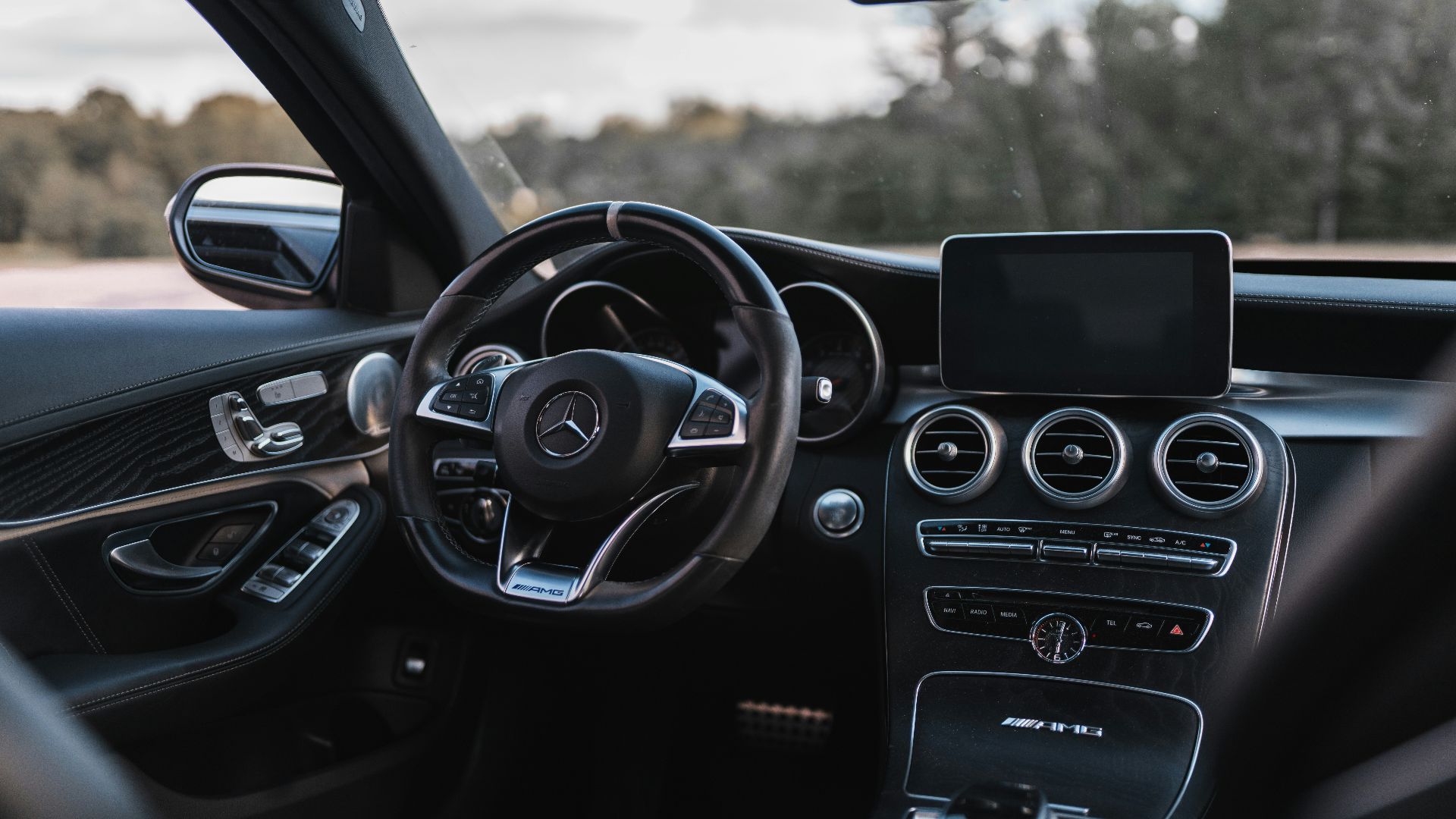 black mercedes benz car interior