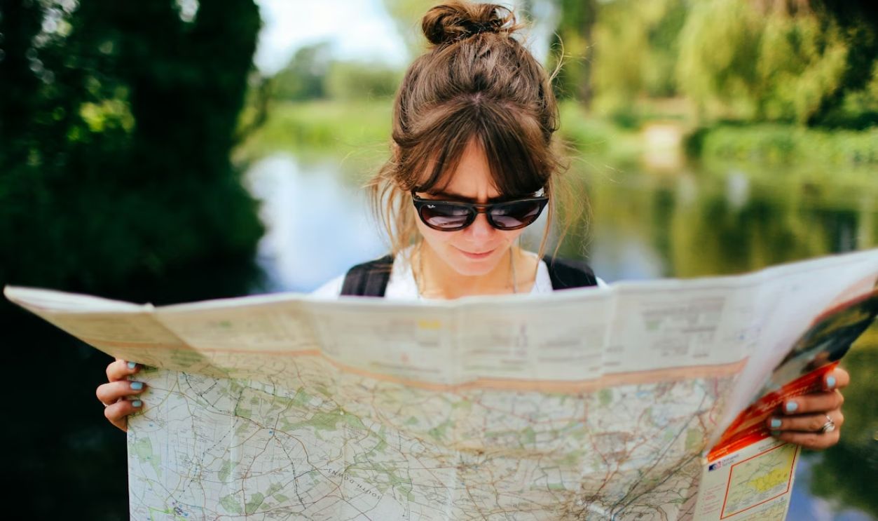 woman with map