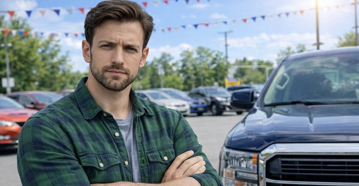 AI-generated image of a man trading in his car.