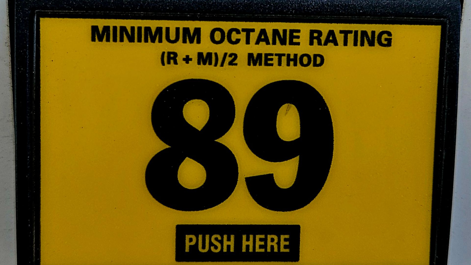 Selector button for 89 Octane gasoline on a gas pump