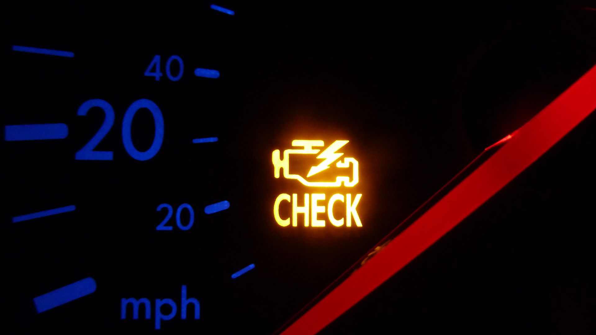 Engine check light on a VW Bora indicating a fault in the engine management system