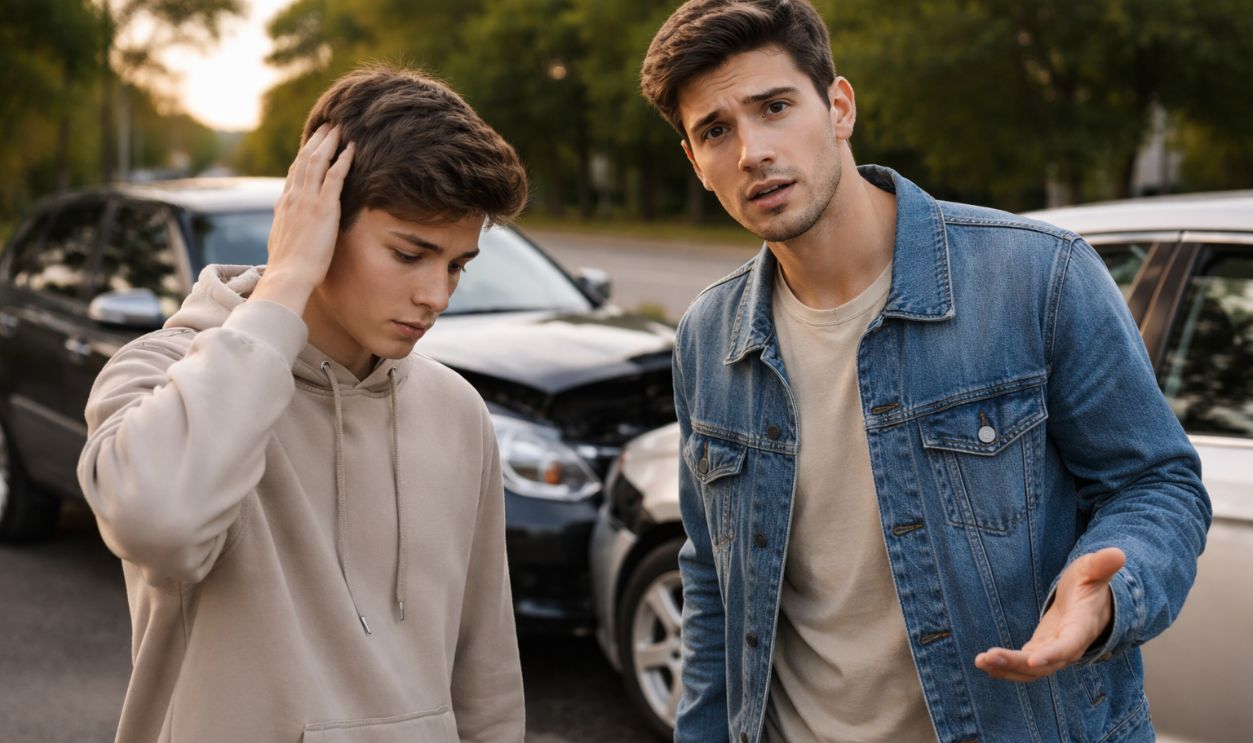 Minor car accident in the evening