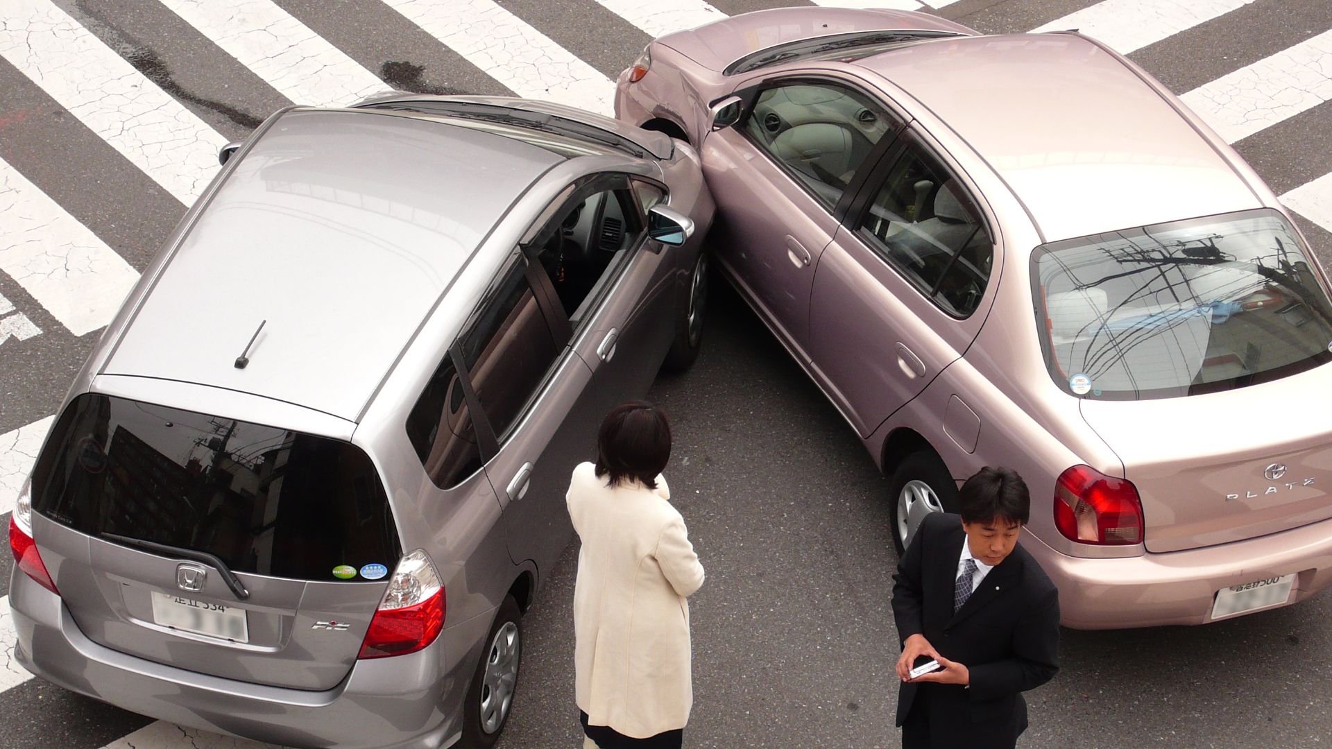 A car accident in Tokyo, Japan.