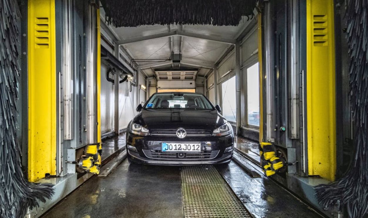 Black Car Inside the Carwash
