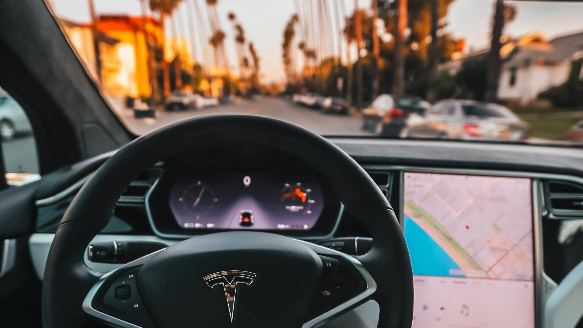 interior view of Tesla car