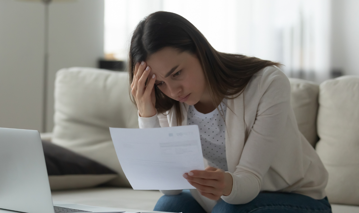 Unhappy young woman distressed