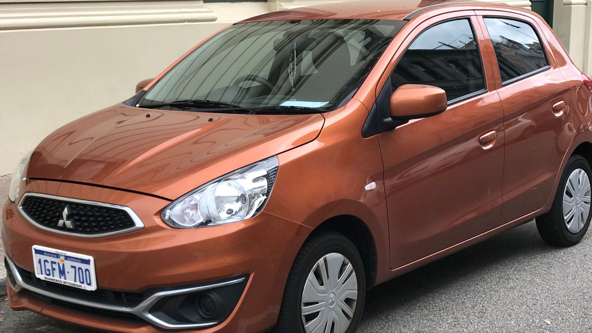 2017 Mitsubishi Mirage (LA MY17) ES hatchback. Photographed in Fremantle, Western Australia, Australia.