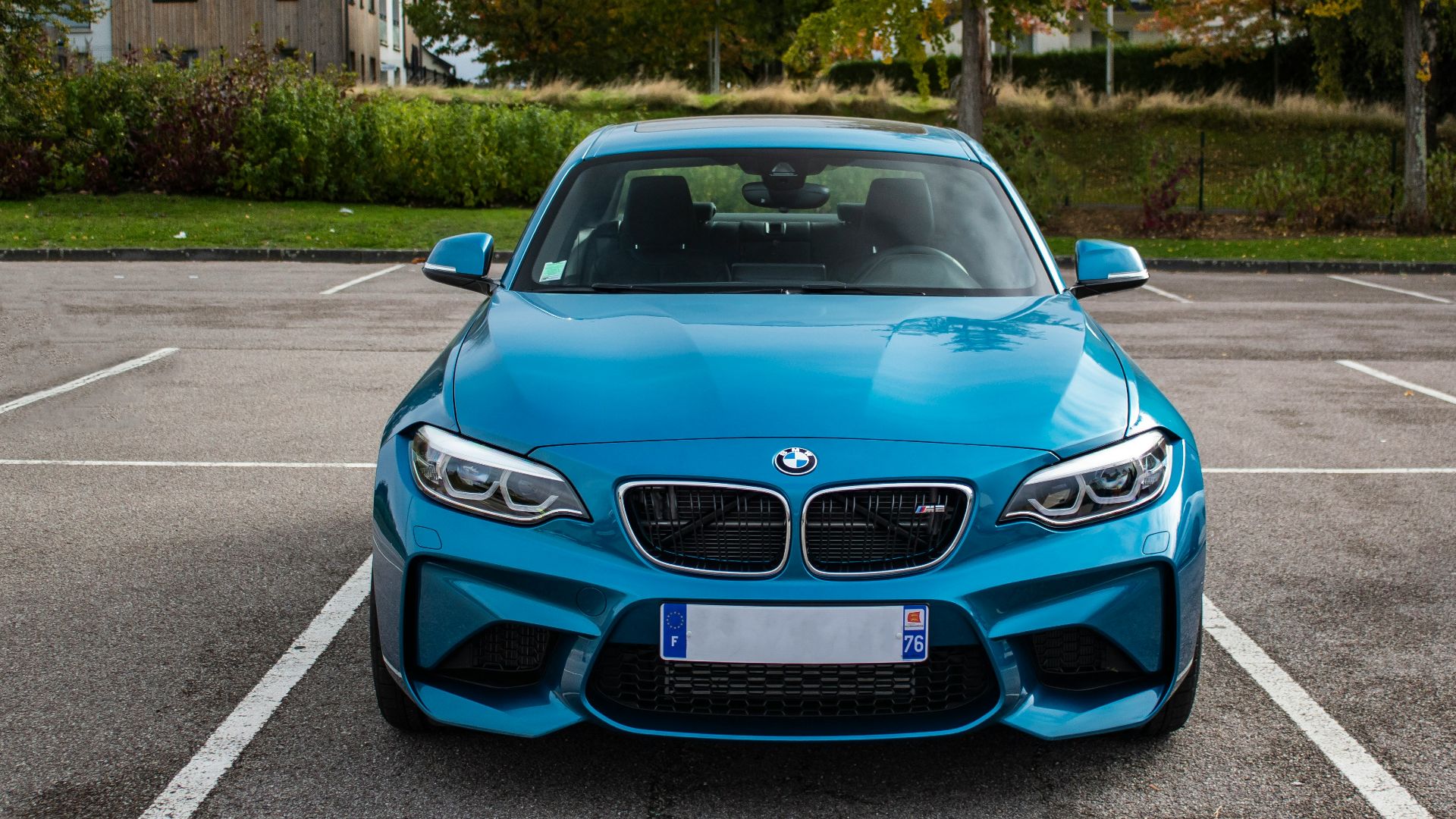 blue BMW vehicle