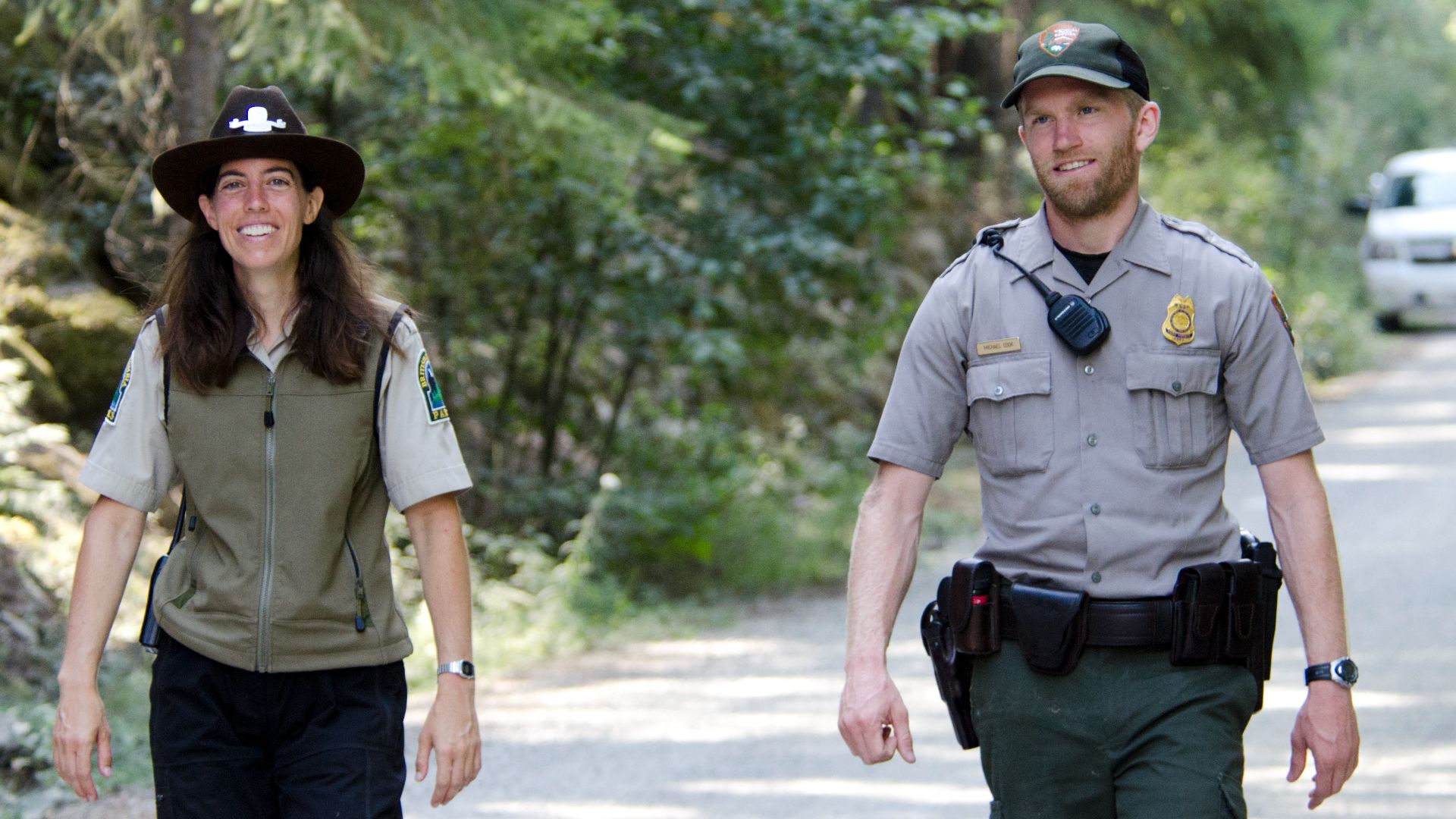 BC Parks Interpretive Ranger AJ and National Park Service Law Enforcement Ranger Mike work together to keep a bear out of the Hozomeen campground along the United States-Canada Border in Washington State and British Columbia.