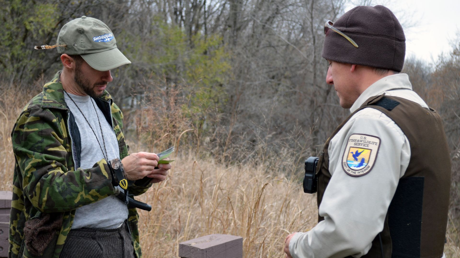 Refuge law enforcement officer, Scott Pariseau check hunter's license, equipment and hunting activity in order to make sure hunting is conducted safely and following regulations.

Photo by Mara Koenig/USFWS