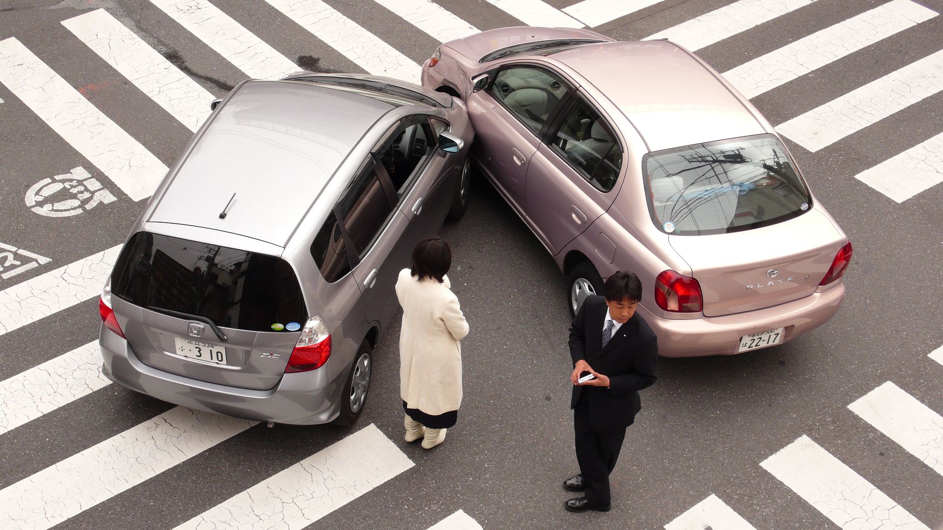 A car accident in Tokyo, Japan.