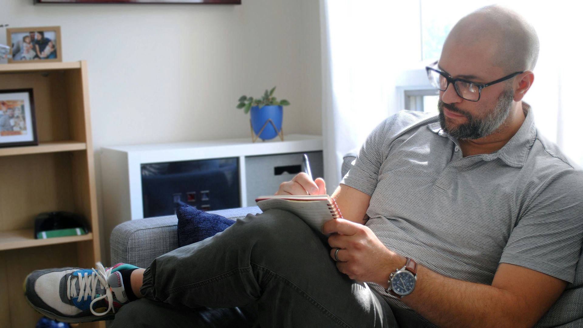 a man sitting on a couch