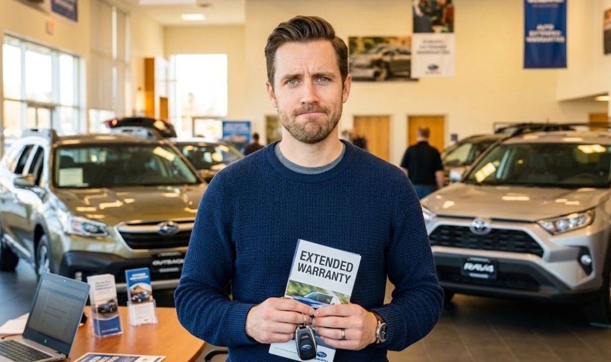 confused man at car dealership