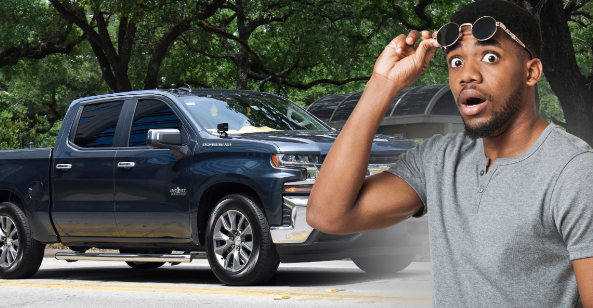 A portrait of a black Chevy Silverado