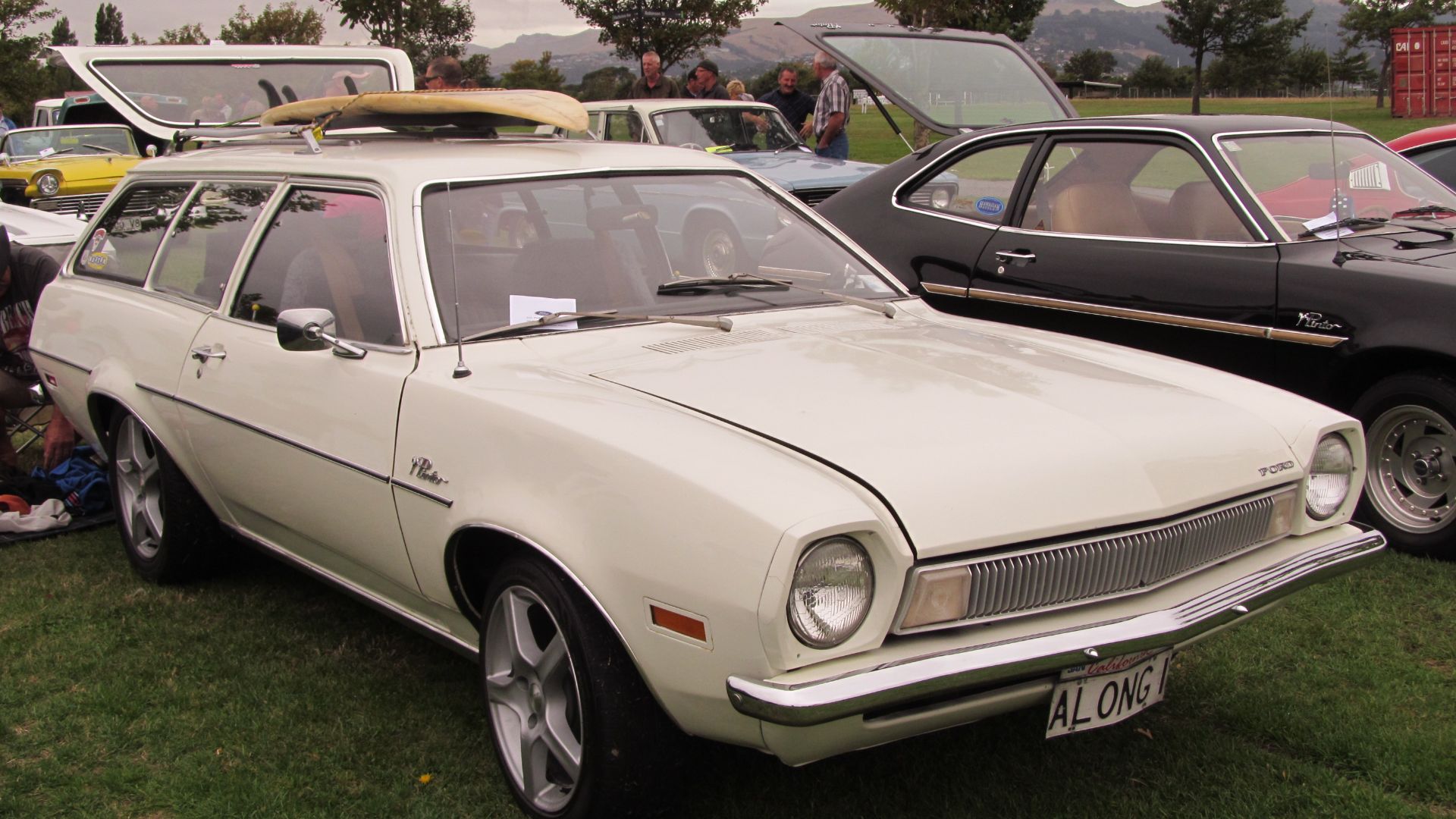 The two Pintos you see in this shot are the only ones I've ever seen, and I believe they are both owned by the same person (the guy sitting down). Both cars came past my house later that afternoon after the show as well.

I think these Pintos are pretty neat, but I wouldn't want to be in an accident in one...
