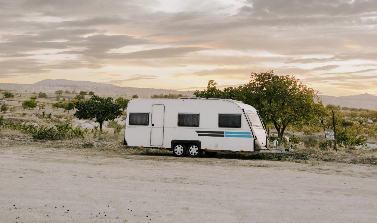 Scenic Caravan in Turkish Countryside at Sunset