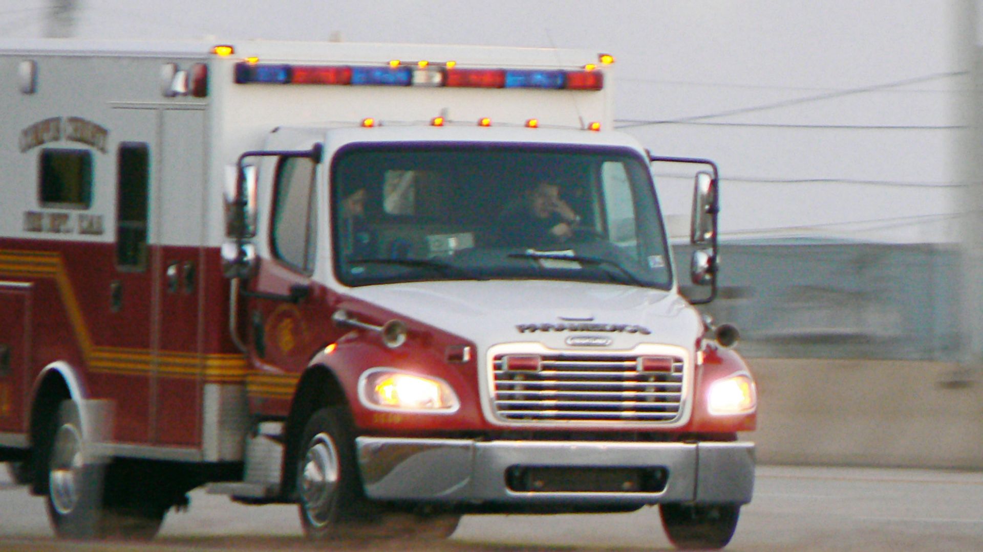 A Freightliner ambulance truck in Corpus Christi, Texas