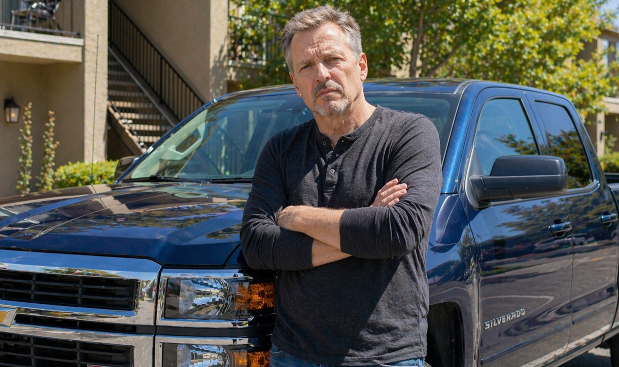 AI-generated image of a man worried about his car financing.