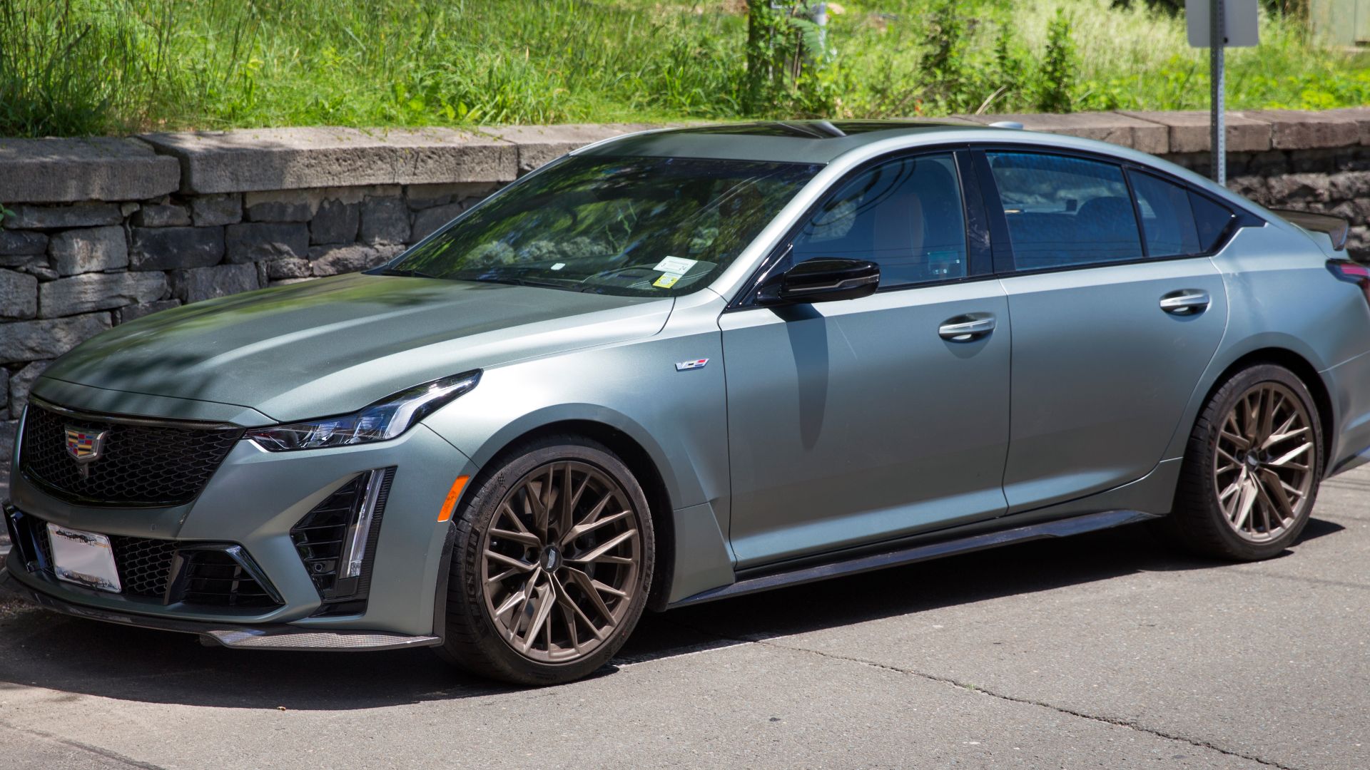 2022 Cadillac CT5-V Blackwing in Dark Emerald Frost in Greenwich, CT., fitted with the six-speed manual transmission and the supercharged LT4 V8 engine.