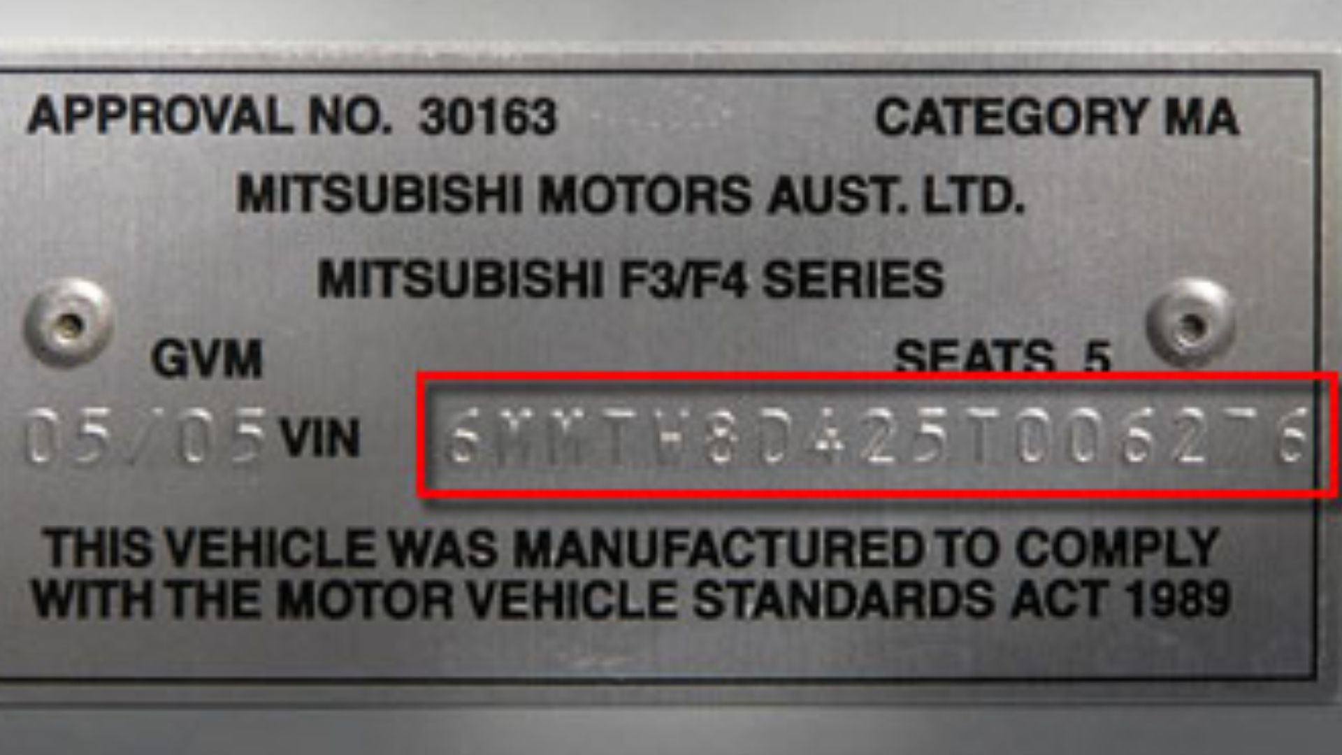 This is a Vehicle Identification Number