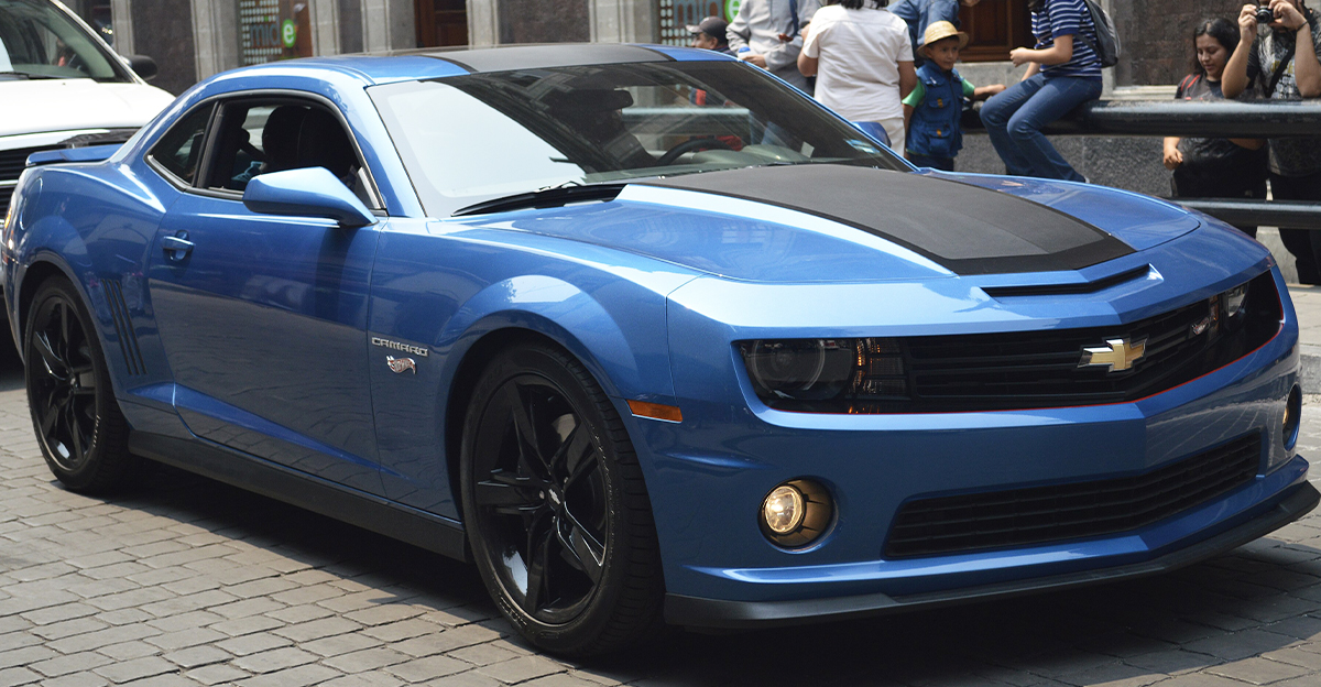 Blue Chevrolet Camaro on Tacuba Street in Mexico City