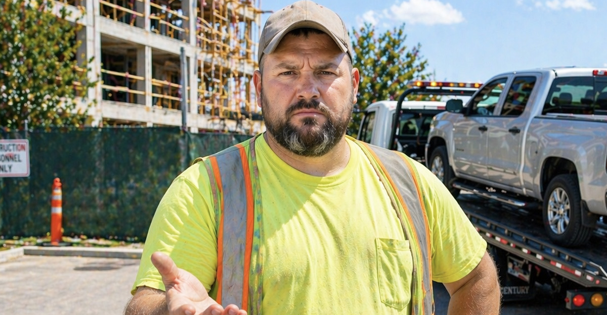 AI-generated image of a man concerned about his repossessed car.
