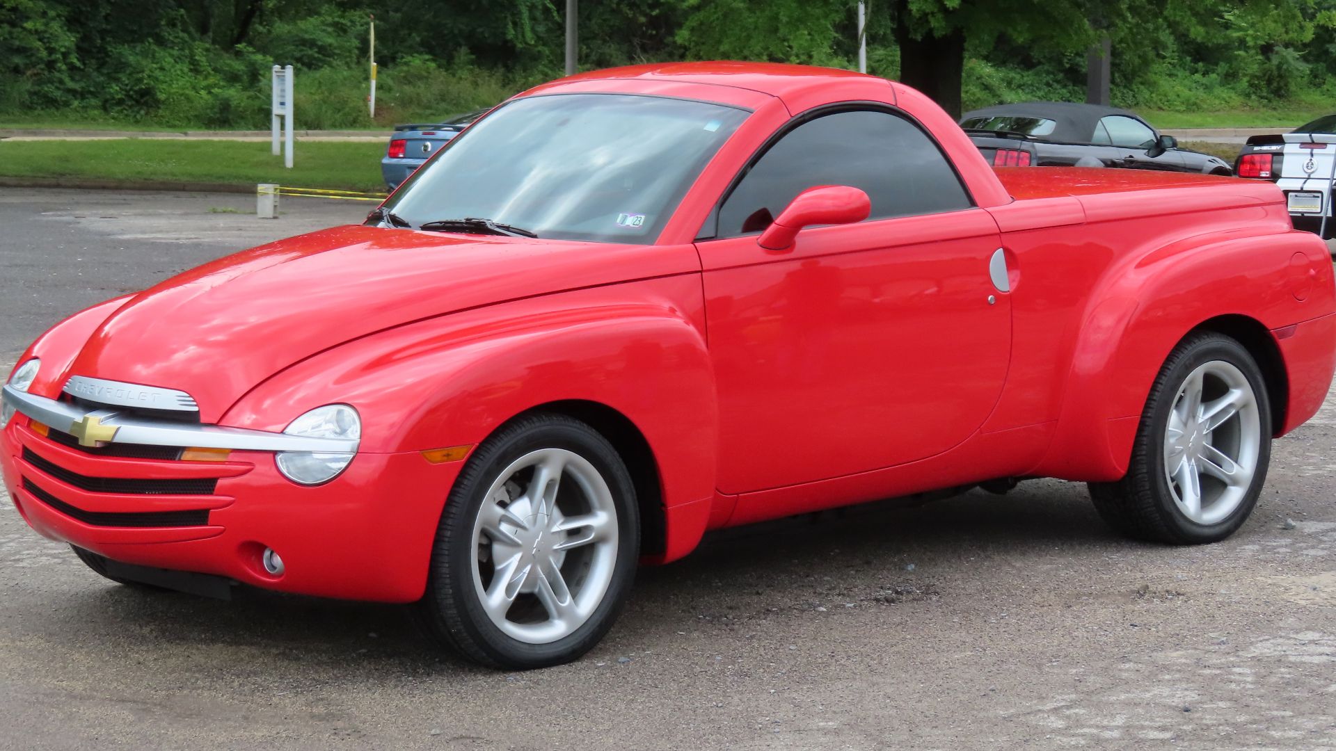 2004 Chevrolet SSR photographed at a car show in New Castle, Pennsylvania. Finished in Redline Red.