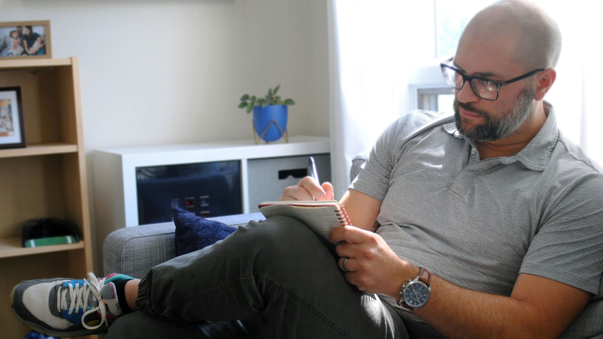 a man sitting on a couch