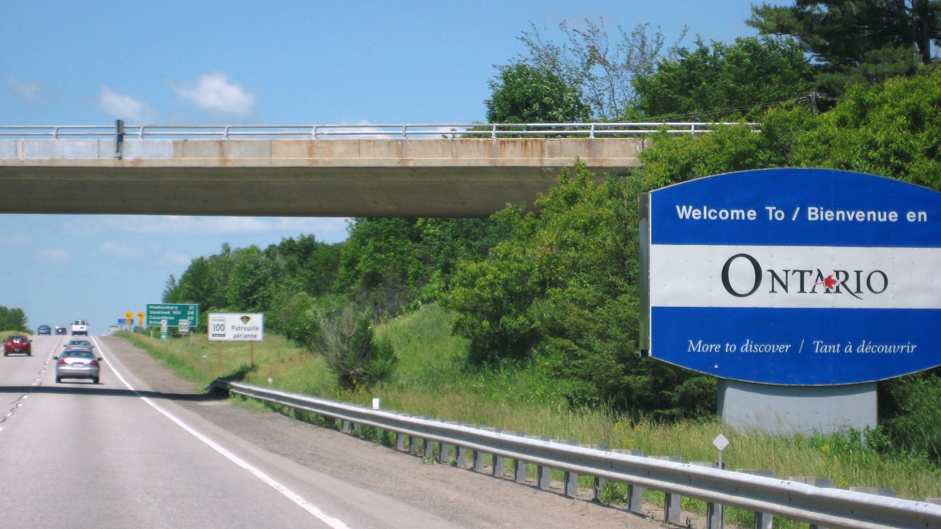 Entering Ontario on Highway 417.