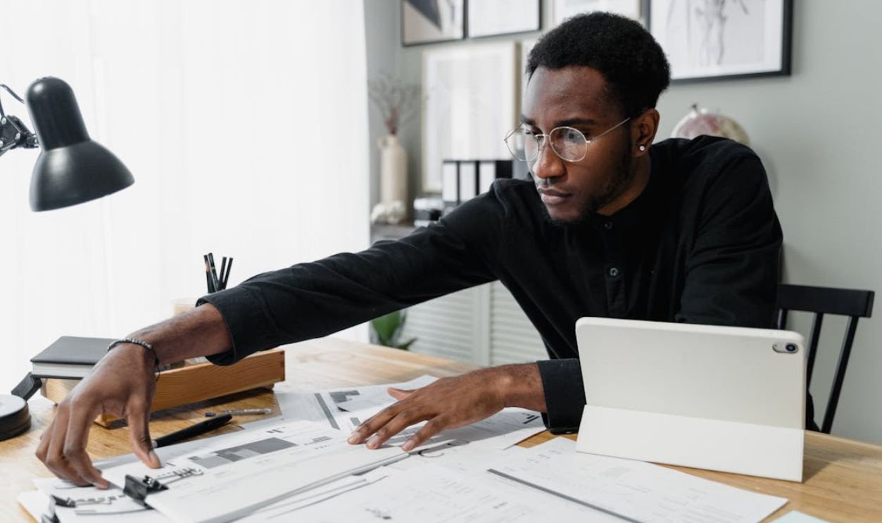Man working with documents