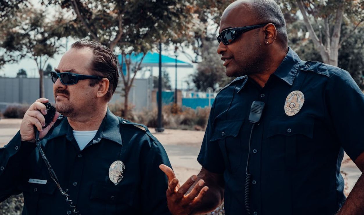 Police officers on street