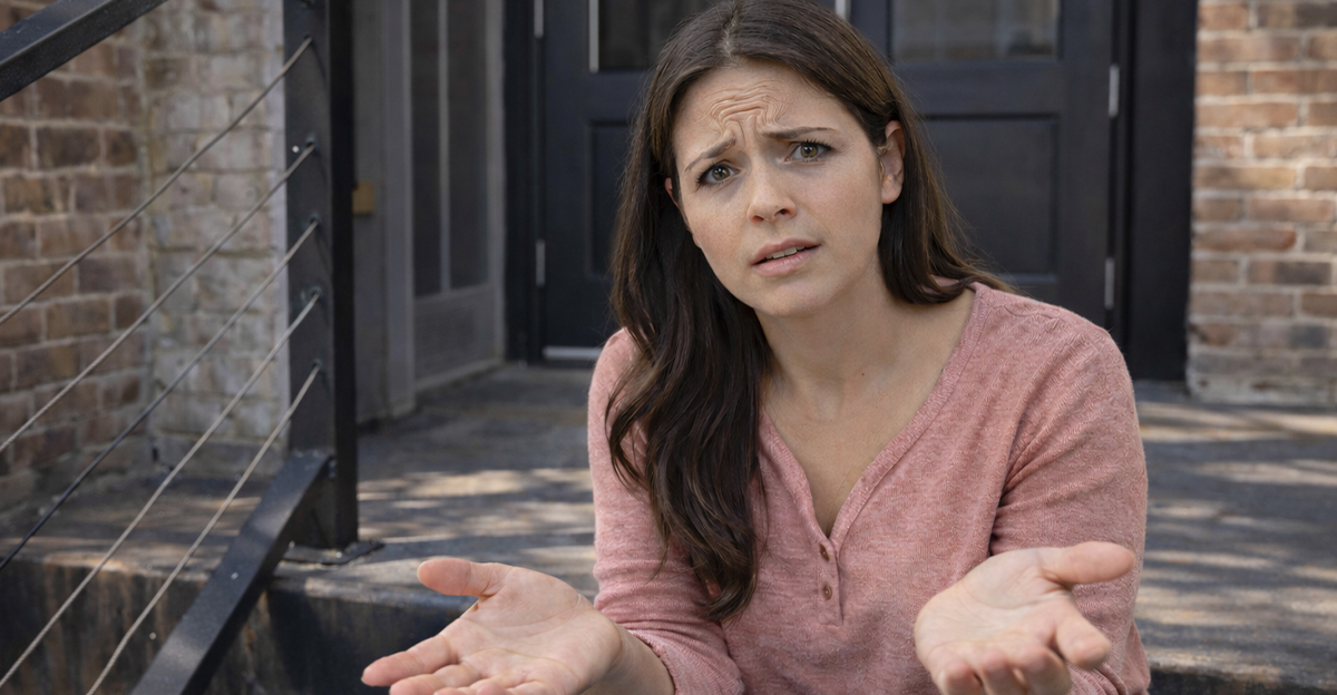 AI-generated image of a woman concerned about a private car sale.