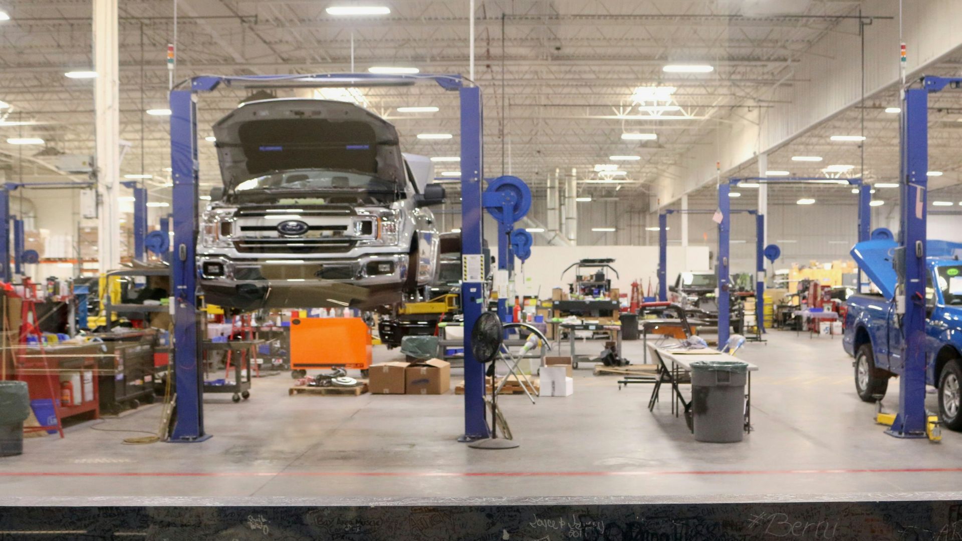 black car in a garage