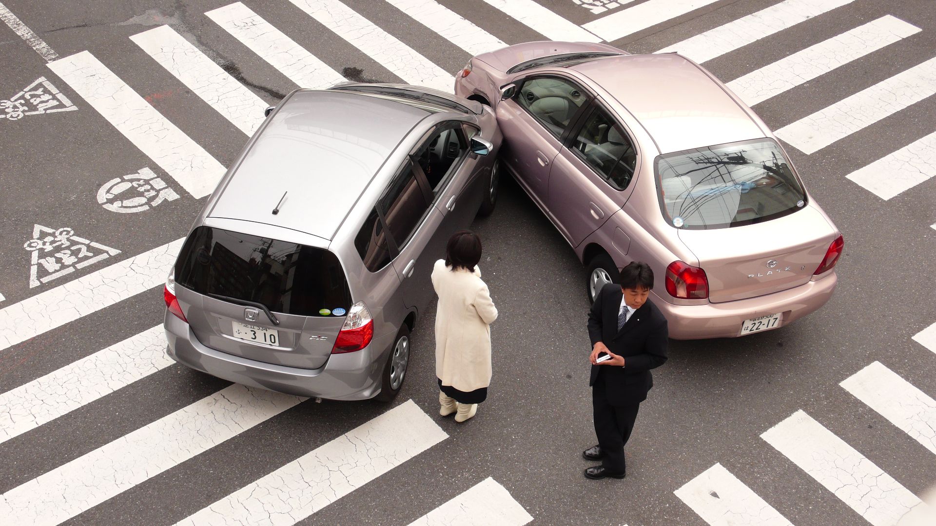 A car accident in Tokyo, Japan.