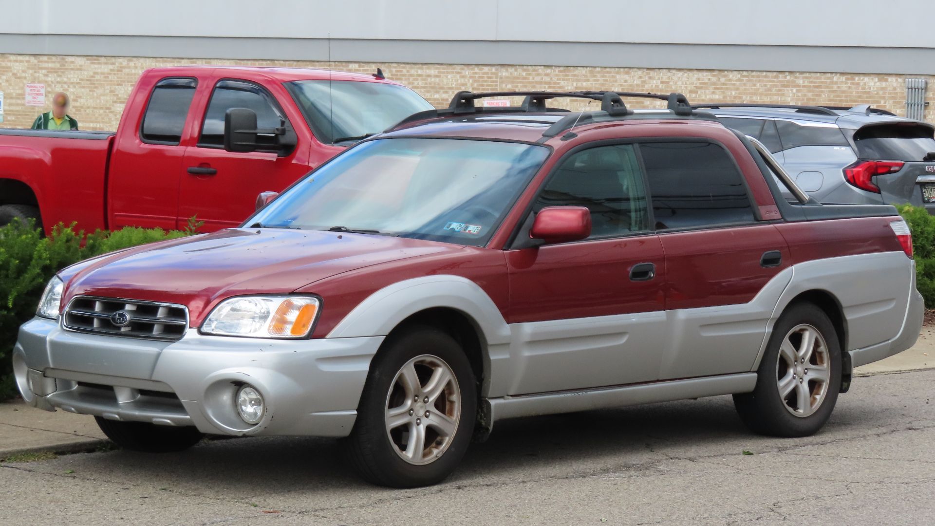 2003 Subaru Baja photographed in New Brighton, Pennsylvania. Finished in Regatta Red Pearl over Silver Stone Metallic.