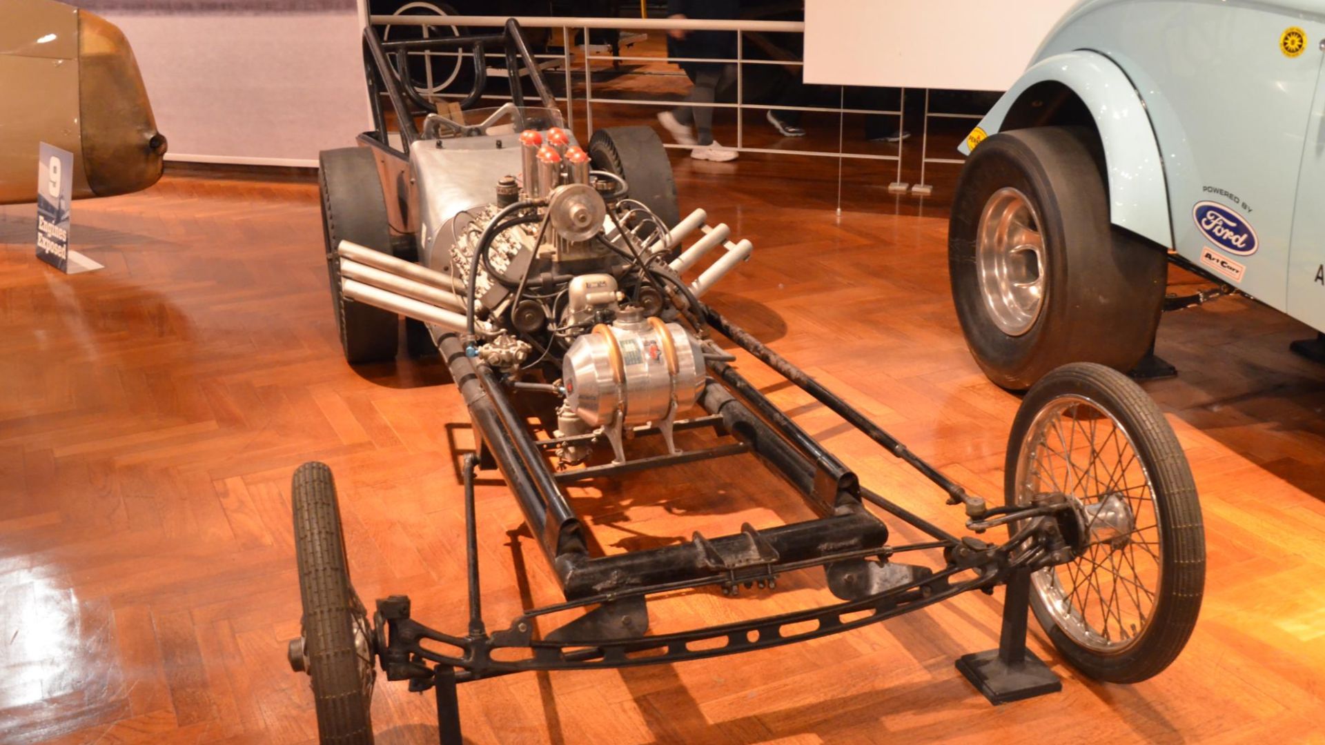 For about 6 weeks in January and February, the Henry Ford museum in Dearborn, Michigan opens the hoods on about 50 of it's iconic vehicles.  Here is a photo of one of the vehicles on display.