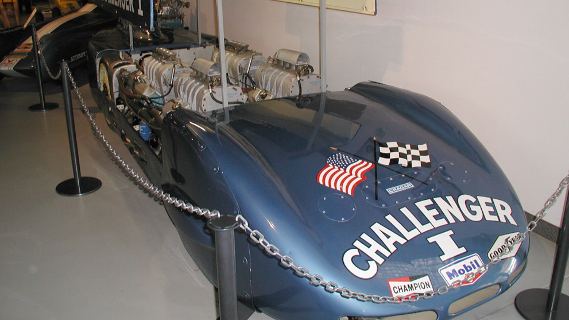 w:Mickey Thompson Challenger I land speed record vehicle at the NHRA museumP5090074a