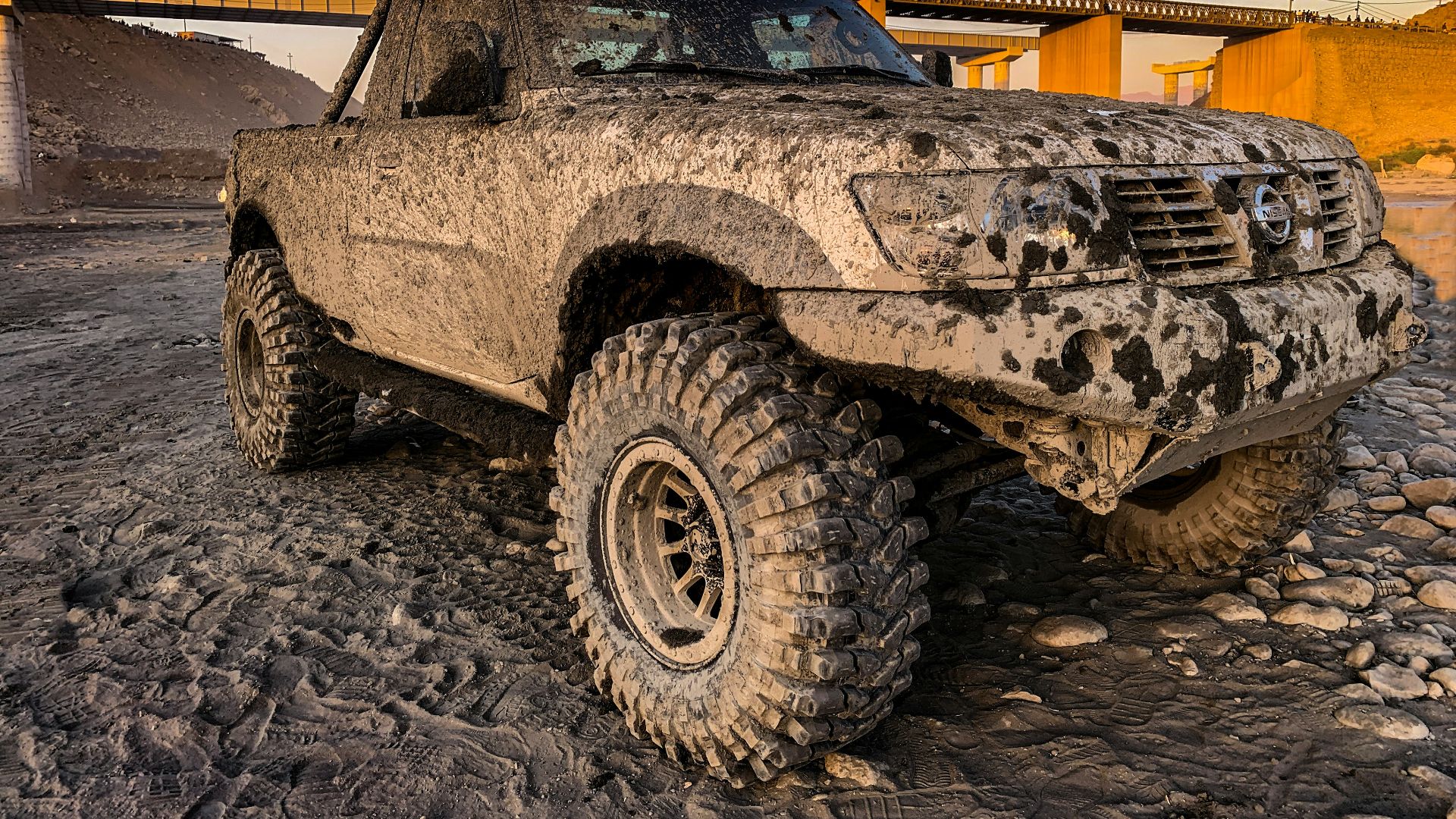 a military vehicle parked in a desert