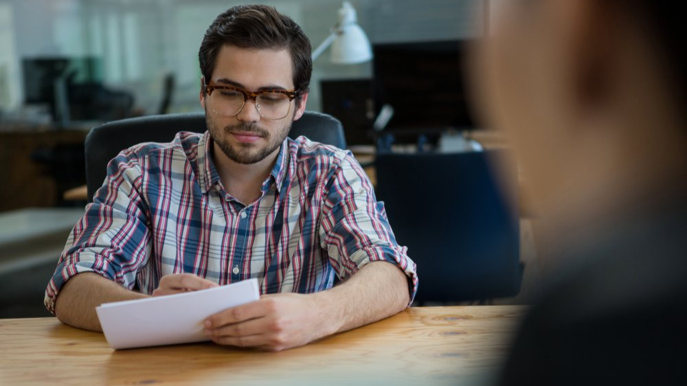 Portrait Photo of a man during a job interview