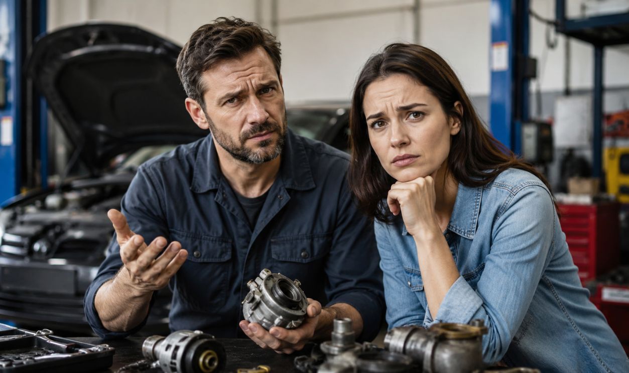Frustrated discussion in the garage
