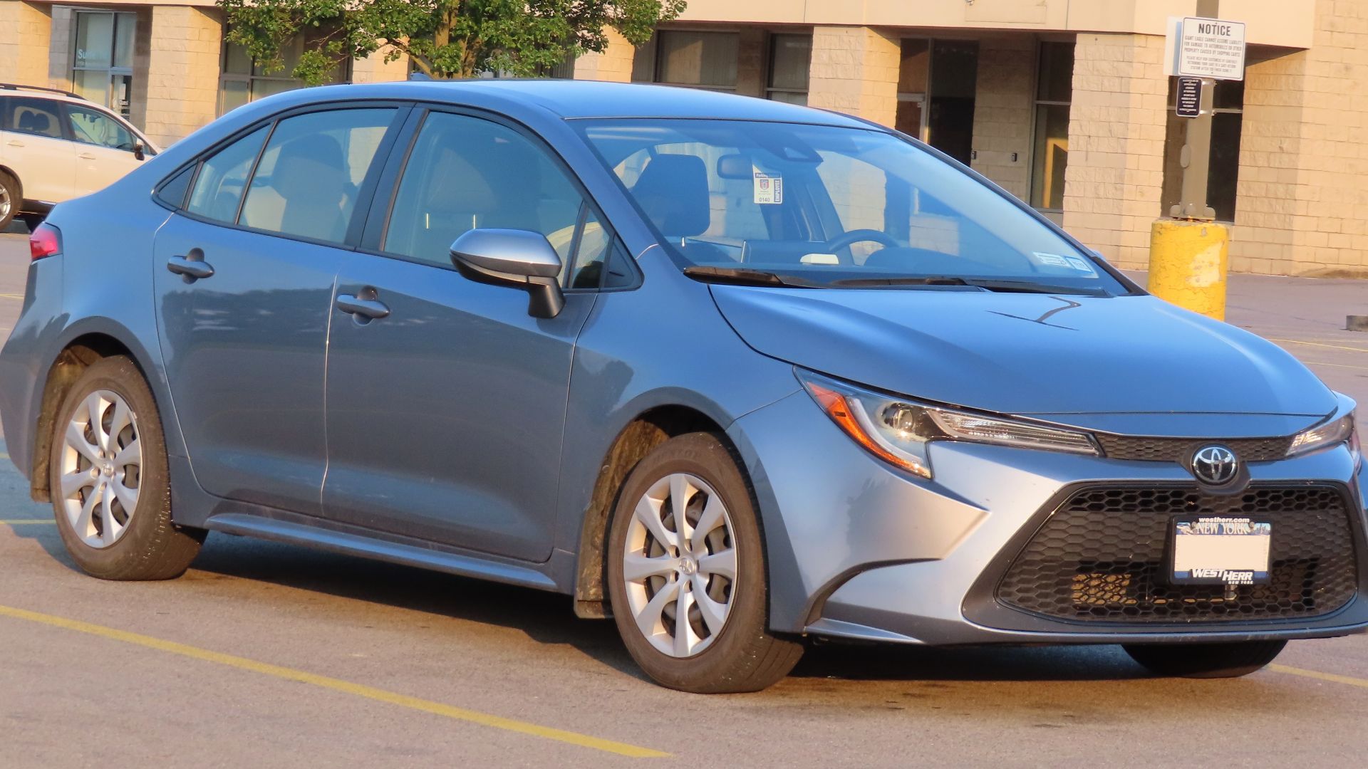 2021 Toyota Corolla LE photographed in New Castle, Pennsylvania. Finished in Celestite Gray Metallic.