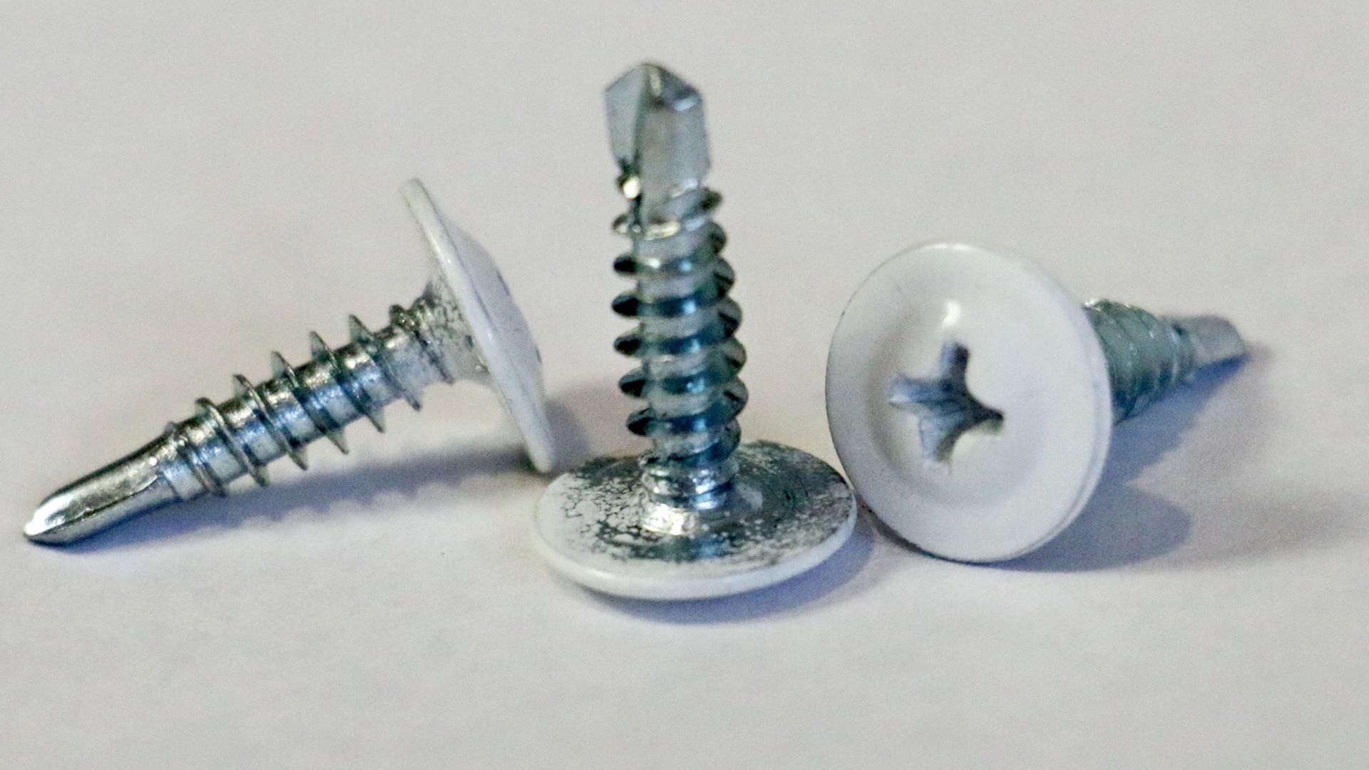 Powder coated half round head with press washer and Phillips slot