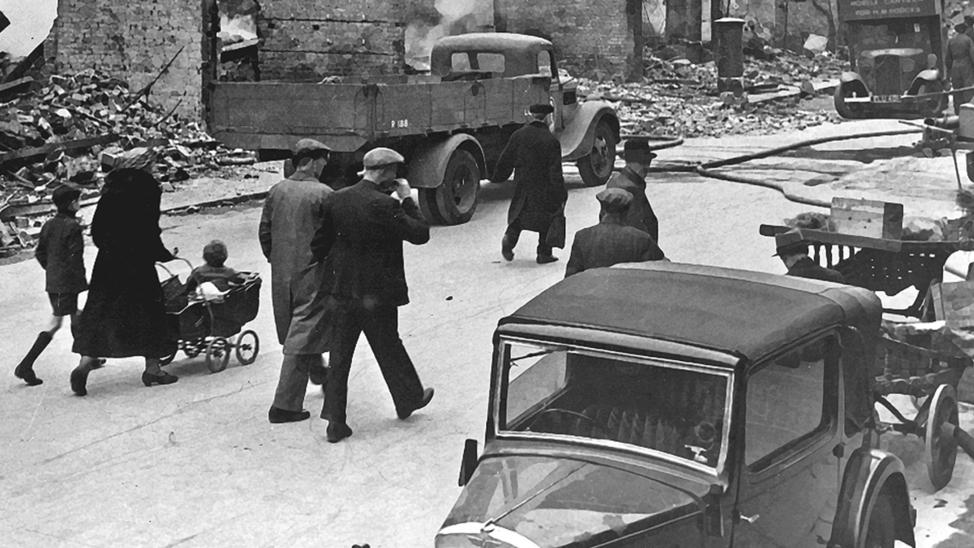 Injuries brought about during the bombing of London.