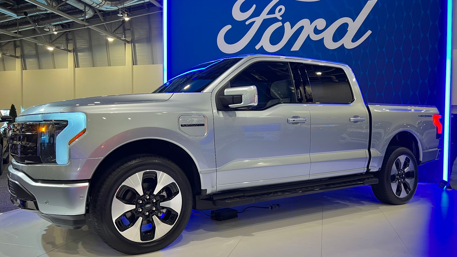 Ford F-150 Lightning on display at the DeVos Place Convention Center in Grand Rapids, Michigan during the 2022 Michigan International Autoshow
