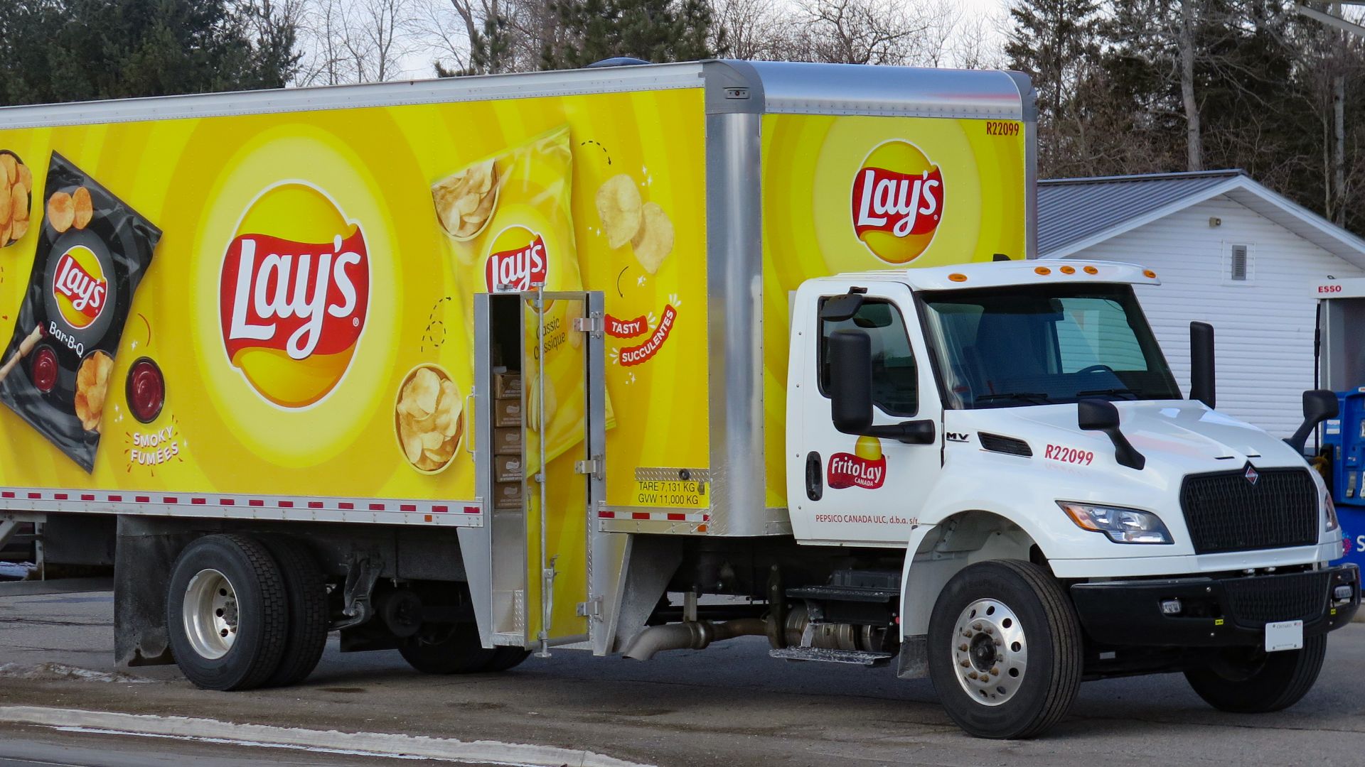2023 International MV607 Pickup-And-Delivery Box Truck photographed in Bruce Mines, Ontario, Canada.