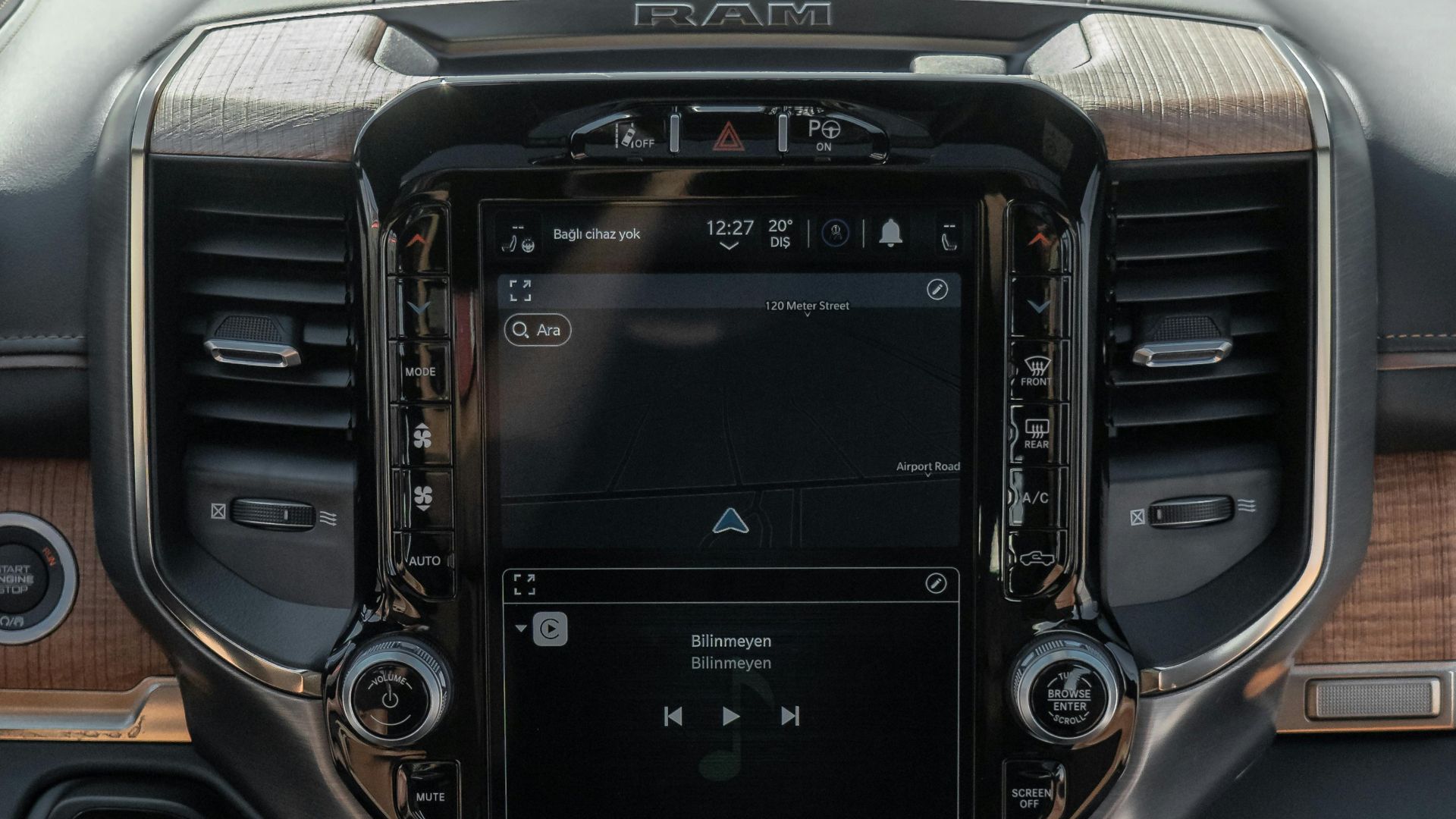 Explore the high-tech dashboard of a Dodge RAM featuring sleek design and advanced controls.