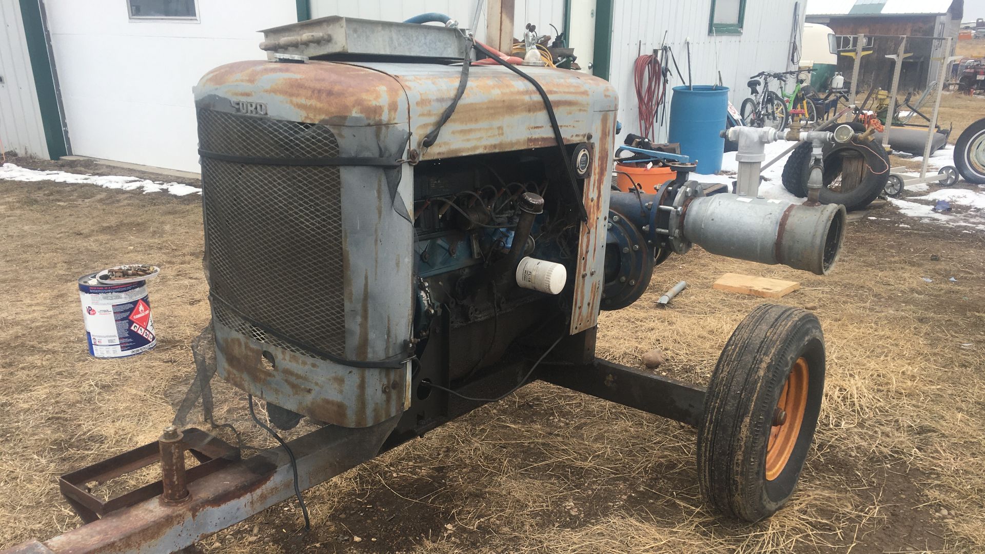 Ford 300 irrigation pump. This one is equipped with extra cooling devices due to the radiators on these units being inadequate to cool the engine in very hot weather