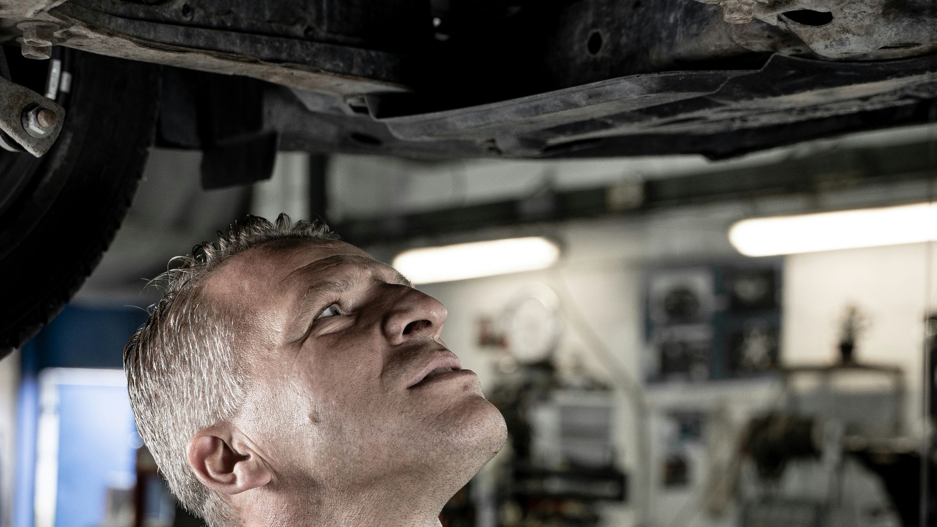 a man looking down