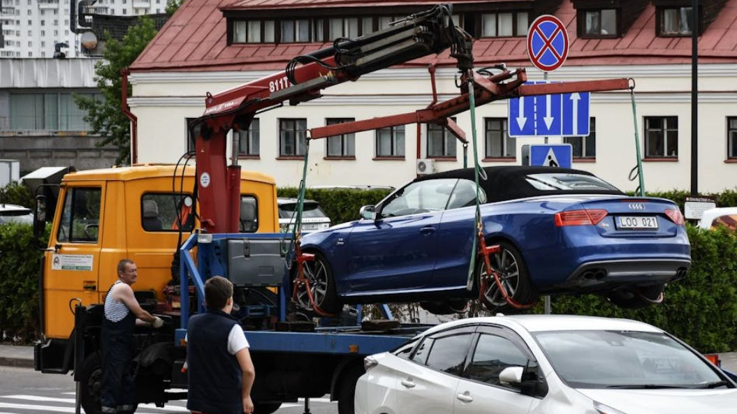 A Car Being Towed Away